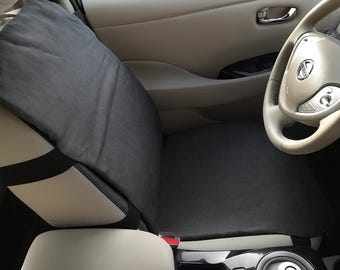 Linen Car Seat Cover, Dark grey color with navy blue shade. Flax insert with removable zippered natural linen case.One item for one car seat