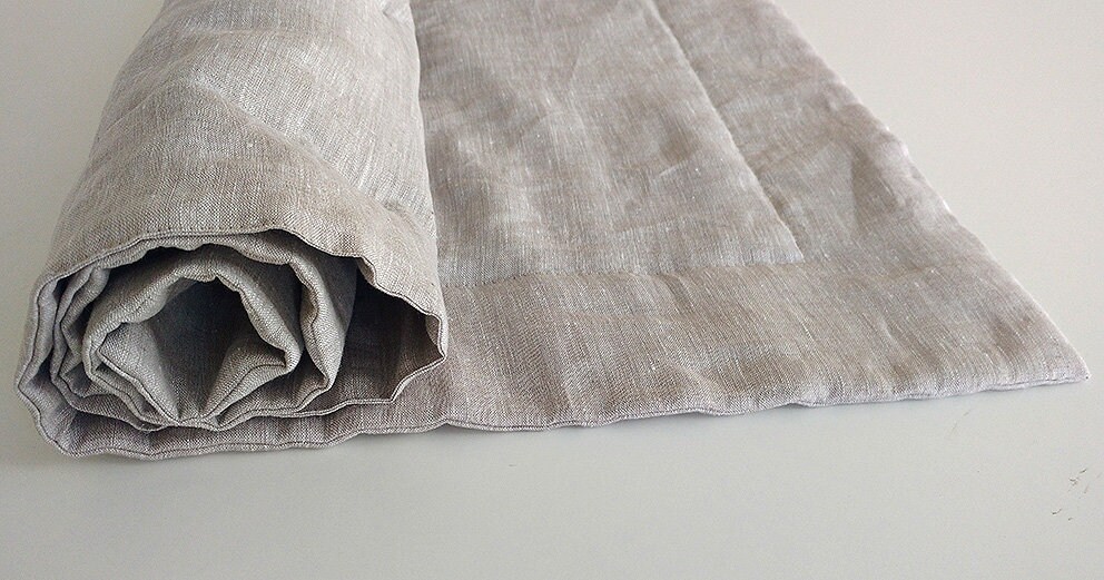 Natural Flax Blanket Linen Coverlid Organic Coverlet Filled Etsy