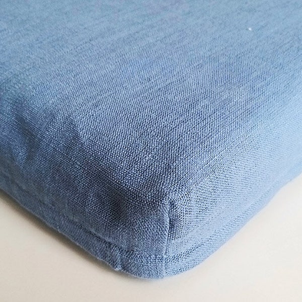 DENSE Linen cushion cover with zipper. Strong natural linen cushion case. Zippered dense linen chair pad cover.