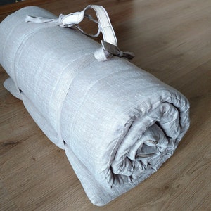 Flax & Cotton Travel Cot Topper: Natural Military Camp Bed Pad
