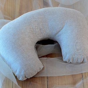 Ships now. Linen Travel Neck Pillow for Adults – Eco-Friendly Cervical Cushion with or without Removable Cover, Eco Road Cushion