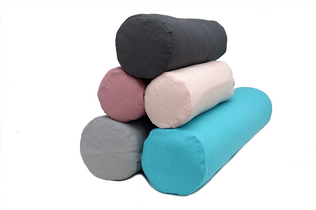 Bolster Linen Case With Zipper. Neckroll Linen Zipoff Cover. Zippered