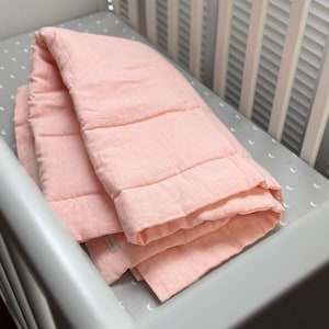 Copertina per neonati in lino lavato - Dimensioni personalizzate, imbottitura in cotone naturale, morbida, resistente, ecologica. Copertina in lino per bambini, trapunta lavabile in lino per neonati.