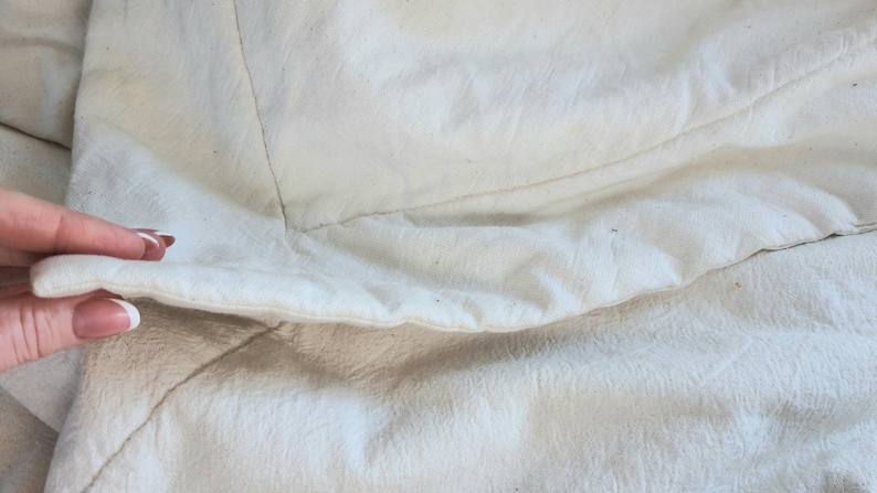 Cotton filled blanket covered natural unbleached cotton. Cotton coverlid, Cotton coverlet, Eco weighted blanket, Washable Cotton quilt image 2