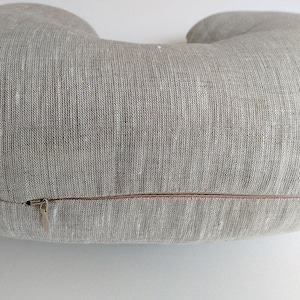 Natural Linen road cushion zippered cover with ties, Travel Neck Pillowcase with a zipper.