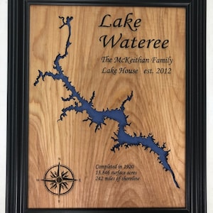 Laser Engraved Lake Maps