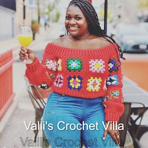 PATTERN ONLY: Granny Square Off the Shoulder Crop Top