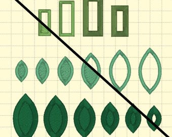 Contornos de piedra Navette y Baguette (revisados) - Archivos de bordado, Danza irlandesa