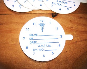 15 vintage Hospital Clock Face Time Cards