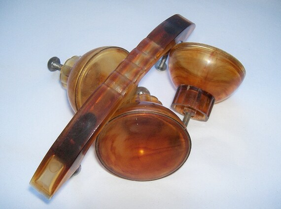 4 Vintage Faux Tortoise Shell Drawer Pulls Hollow Plastic Etsy