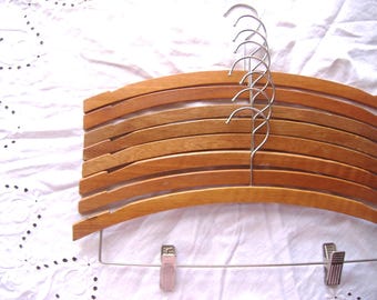 8 Vintage Wooden Clothes Hangers