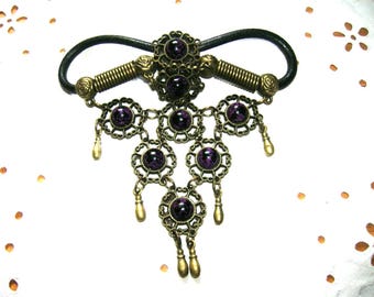 Vintage decorative Hair Holder w/ Purple Stones