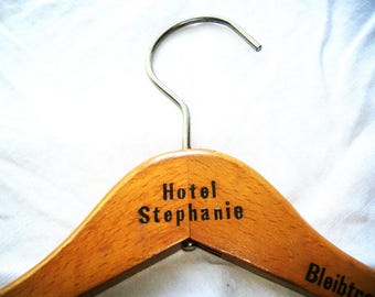Vintage HOTEL STEPHANIE wood Clothes Hanger