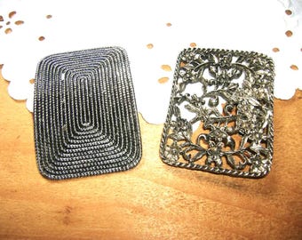 2 vintage Shoe Buckles • rectangle