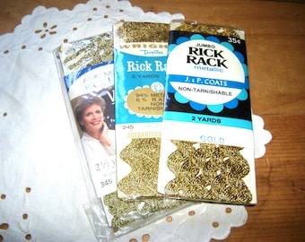6.5 yards Metallic Gold Rick Rack • mixed lot • NIP
