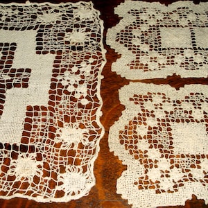 3 Vintage Table Doilies • delightfully shabby • rectangle