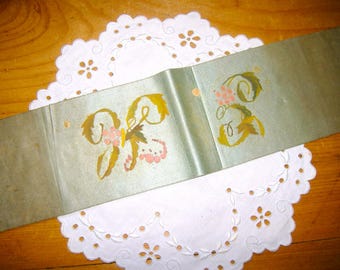 Antique H S /S H Monogram Ribbon, wide & shabby