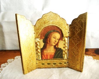 vintage framed Virgin Mary print