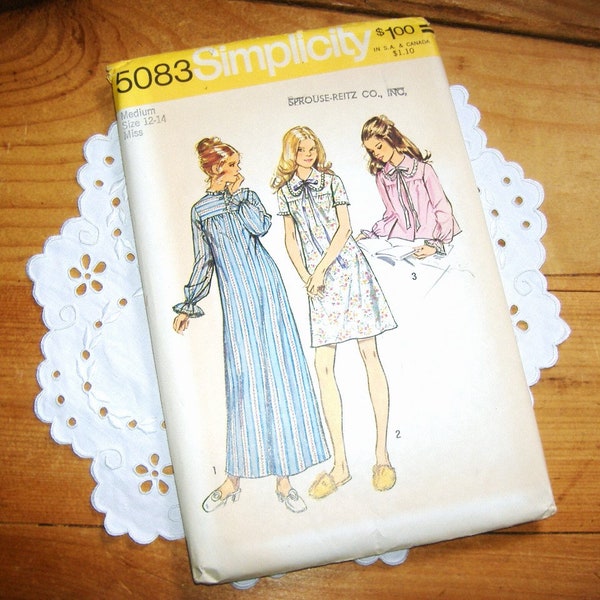 Uncut Vintage Simplicity Nightgown & Bed Jacket Pattern 5083 • size 12-14 • Factory Folded