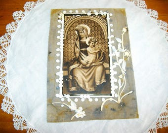 vintage Virgin Mary and baby Jesus print