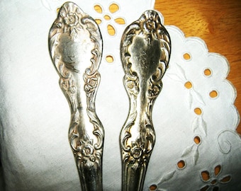 2 vintage Rogers Serving Spoons • old silverware • worn elegance