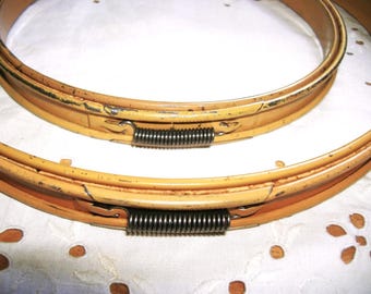 2 Vintage Painted Metal Embroidery Hoops, 5 & 7 inch