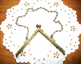 Vintage Purse Clasp Part, goldtone top point