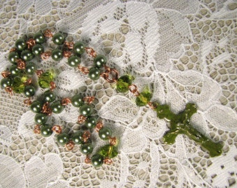 Anglican Prayer Beads-Rosary-Green-Wired