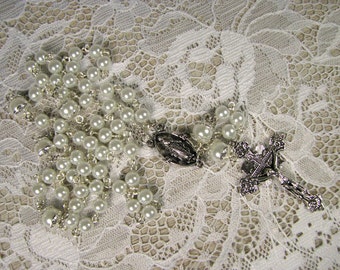 Catholic Wedding Rosary White