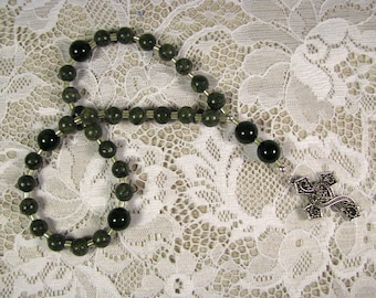 Anglican Prayer Beads-Rosary-Green Russian Serpentine