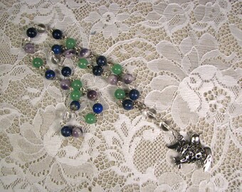 Anglican Prayer Beads-Rosary-Multi color gemstone-Dove-Handwired