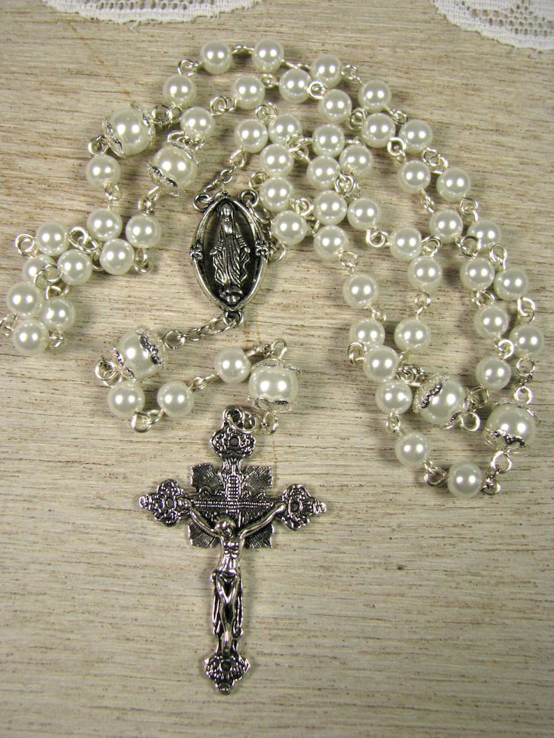 Catholic Wedding Rosary White Etsy