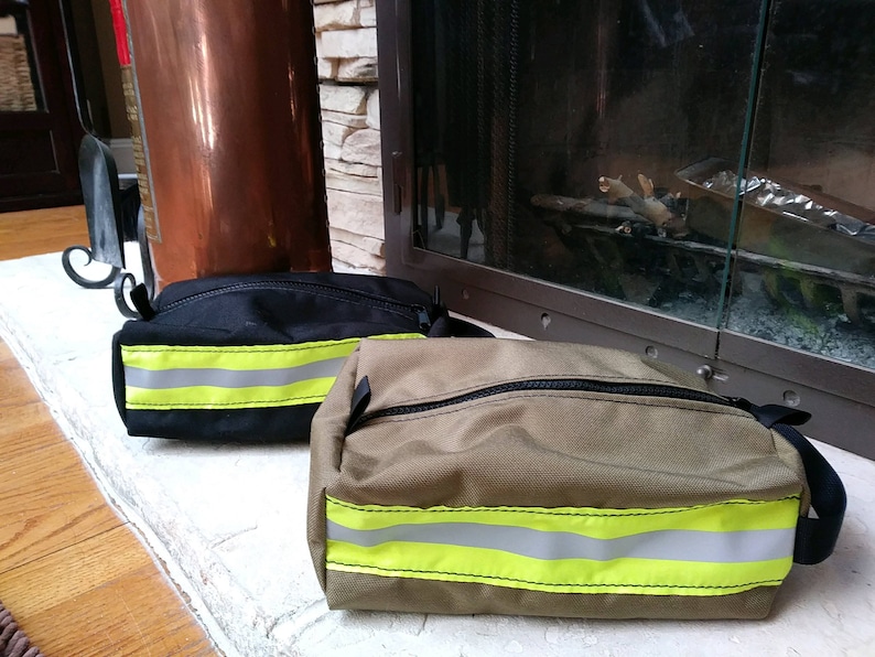 Bunker Gear Style Toiletry Bag Perfect Firefighter Gift Men's Toiletry Bag Shaving bag image 1