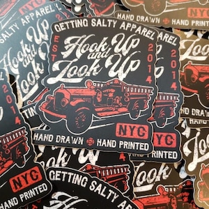 Hook Up and Look Up Helmet Decal - Firefighter Helmet Stickers - Mack Firefighter stickers - Laptop Stickers - FireTruck Decal