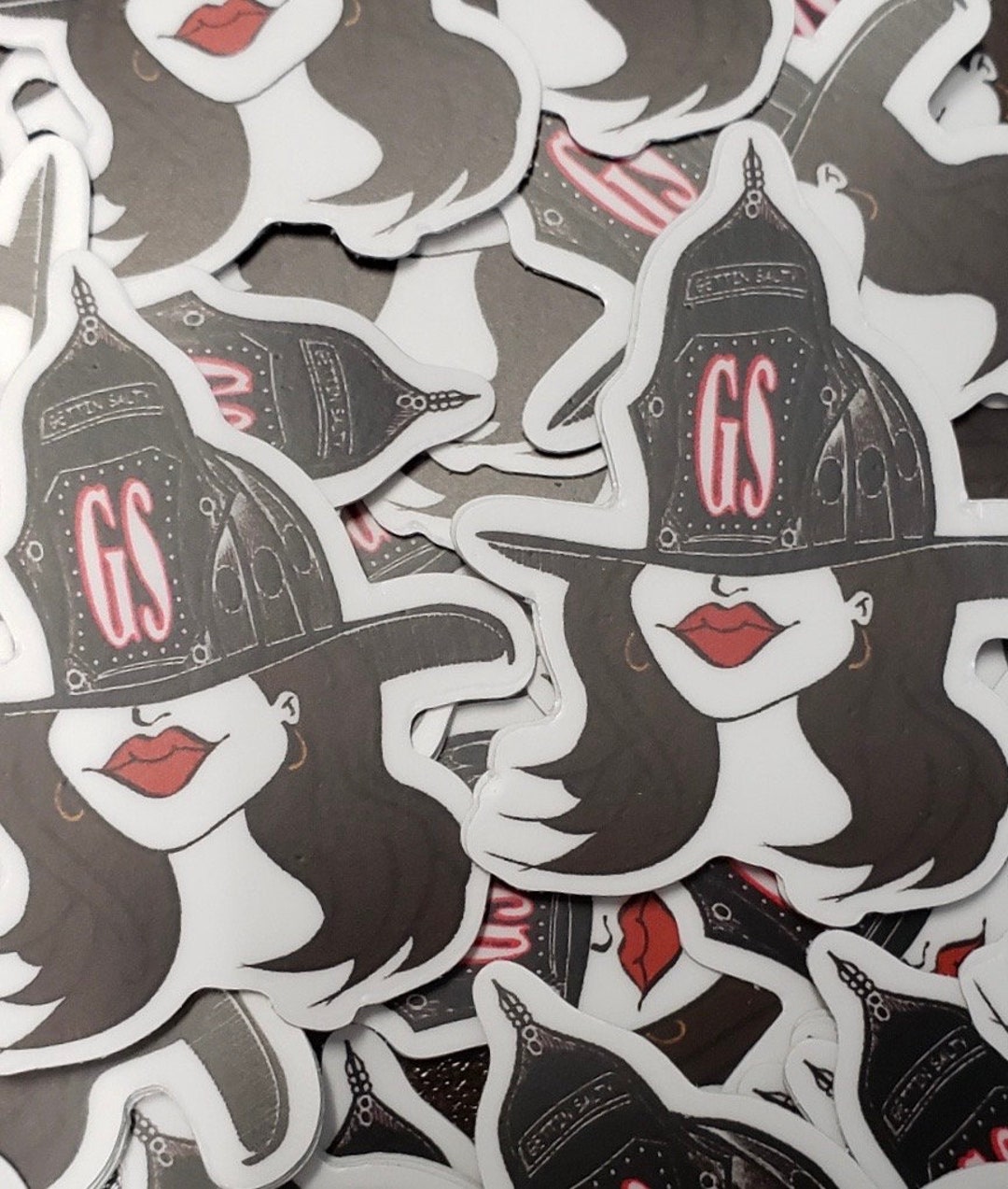 Brunette Firefighter Helmet Sticker: Salty Dog Decal - Etsy