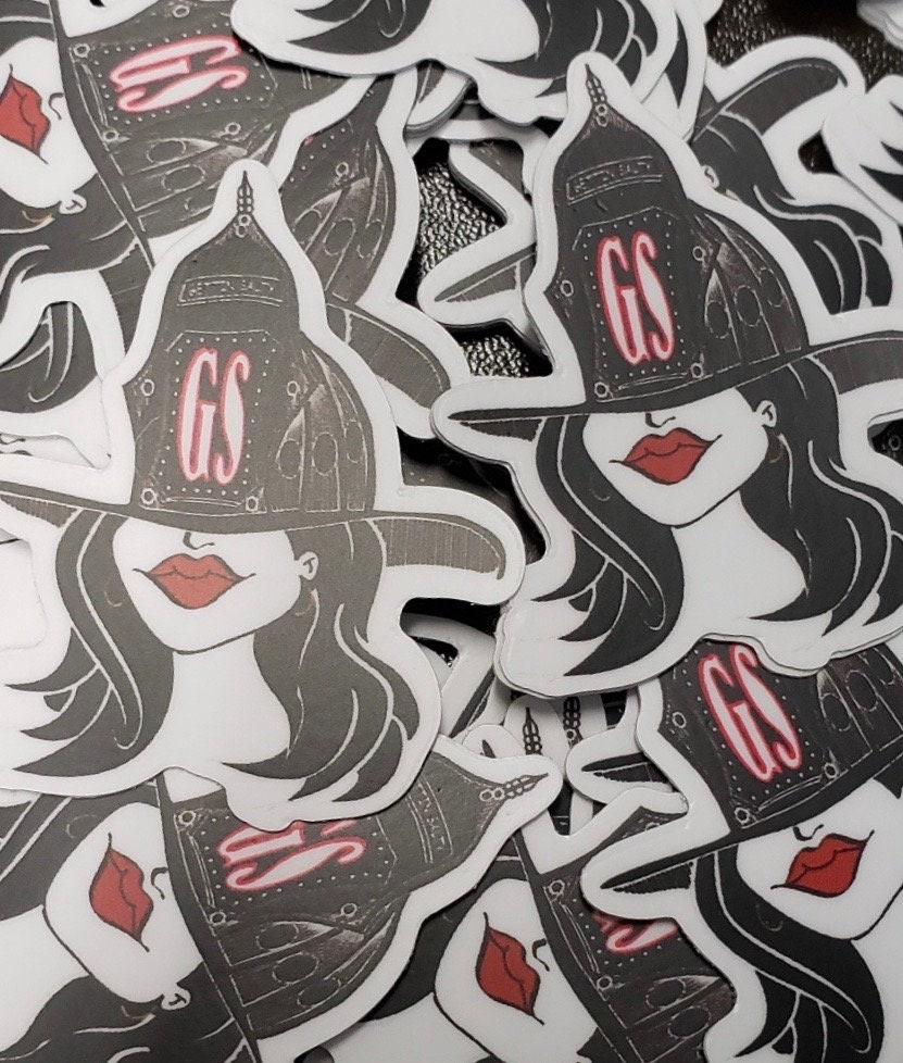 Salty Dog Girl Firefighter Helmet Sticker - 2