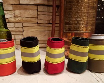 Firefighter Bunker Gear Style Can or Bottle Cooler - Perfect Firefighter Gift