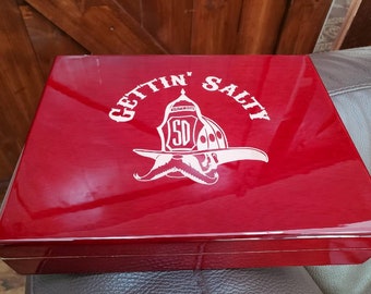 Gettin Salty Rosewood Humidor and Cigar Cutter - Groomsman Gifts - Best Man Gift - Gift for Dad - Firefighter Gift