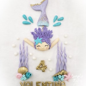 1 jeu de décoration pour gâteau fondant comestible sirène nageant, anniversaire de fille, petite sirène, fondant sirène, décorations de gâteau sous la mer