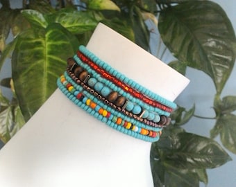 8pc Turquoise Multi Seed Bead Set