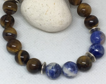 Men’s 10mm Tigers Eye & Sodalite Bracelet