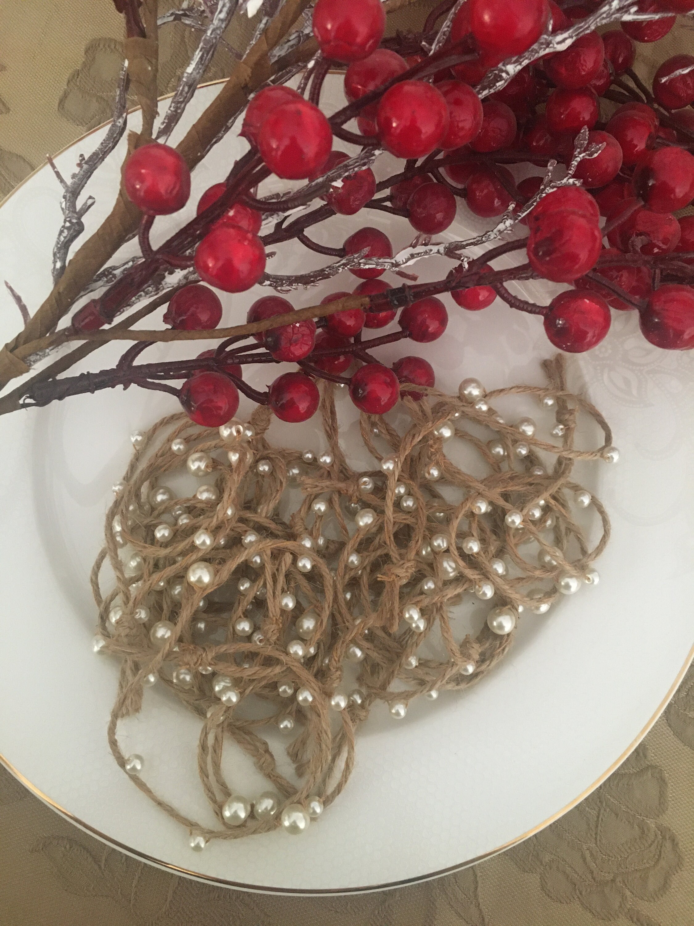 Wedding Pearl Napkin Rings 2 Lines Napkin Rings Twine Napkin Etsy