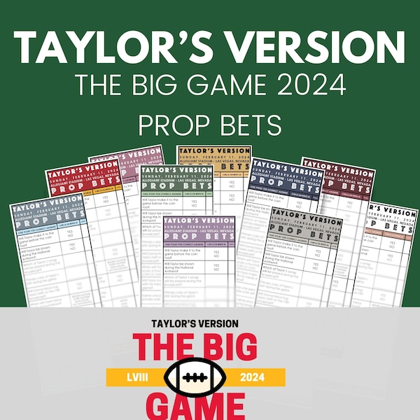 2024 Super FUN Taylor's Version Football PARTY GAME / The Big Game Prop Bets / Predictions