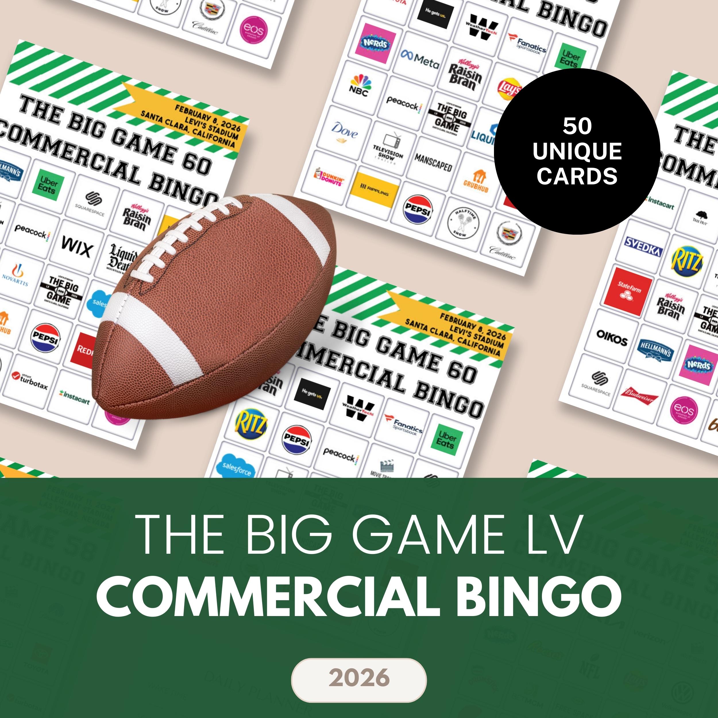 Commercial Bingo 2026 / 50 Printable Cards / the Big Game 60 - Etsy