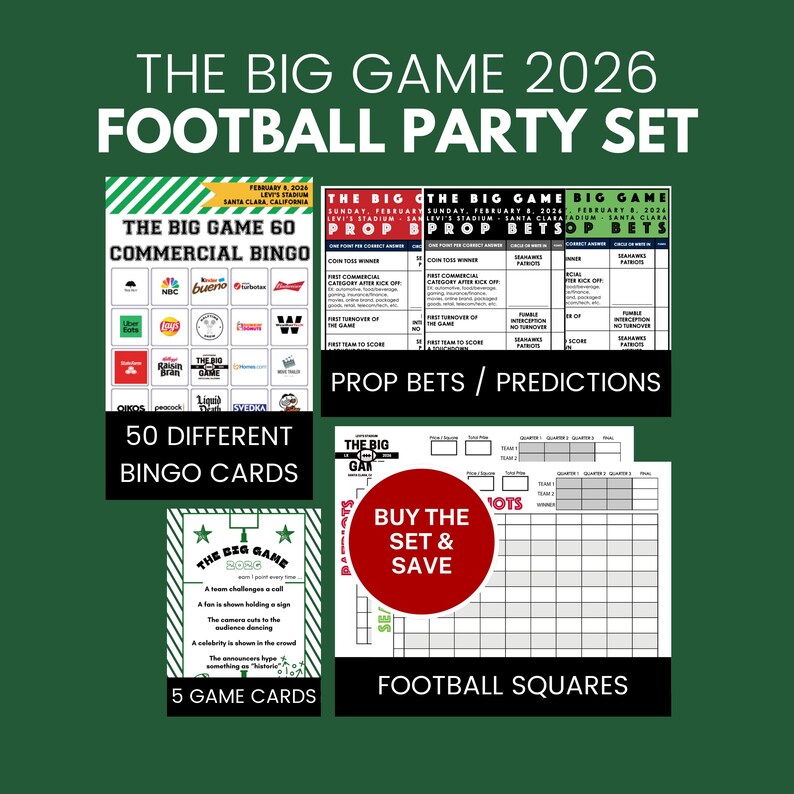 Commercial Bingo 2026 / 20 Printable Cards / the Big Game 60 - Etsy