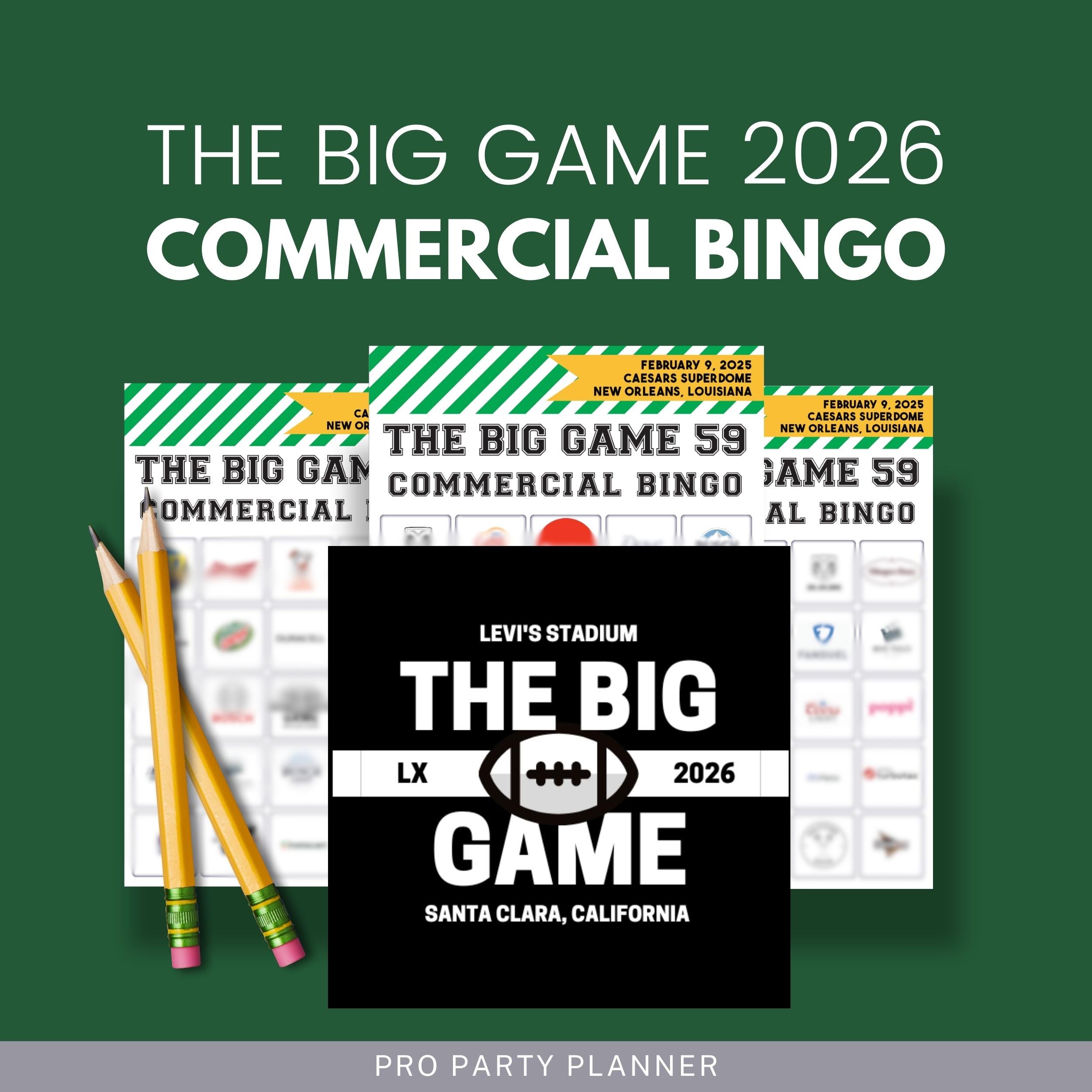 Commercial Bingo 2026 / 20 Printable Cards / the Big Game 60 - Etsy