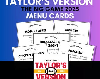 Taylor Swift Menu Cards / 2025 BIG GAME 59