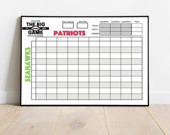 2026 THE BIG GAME Squares Pool Game / 2 Team Versions / Football Party 60