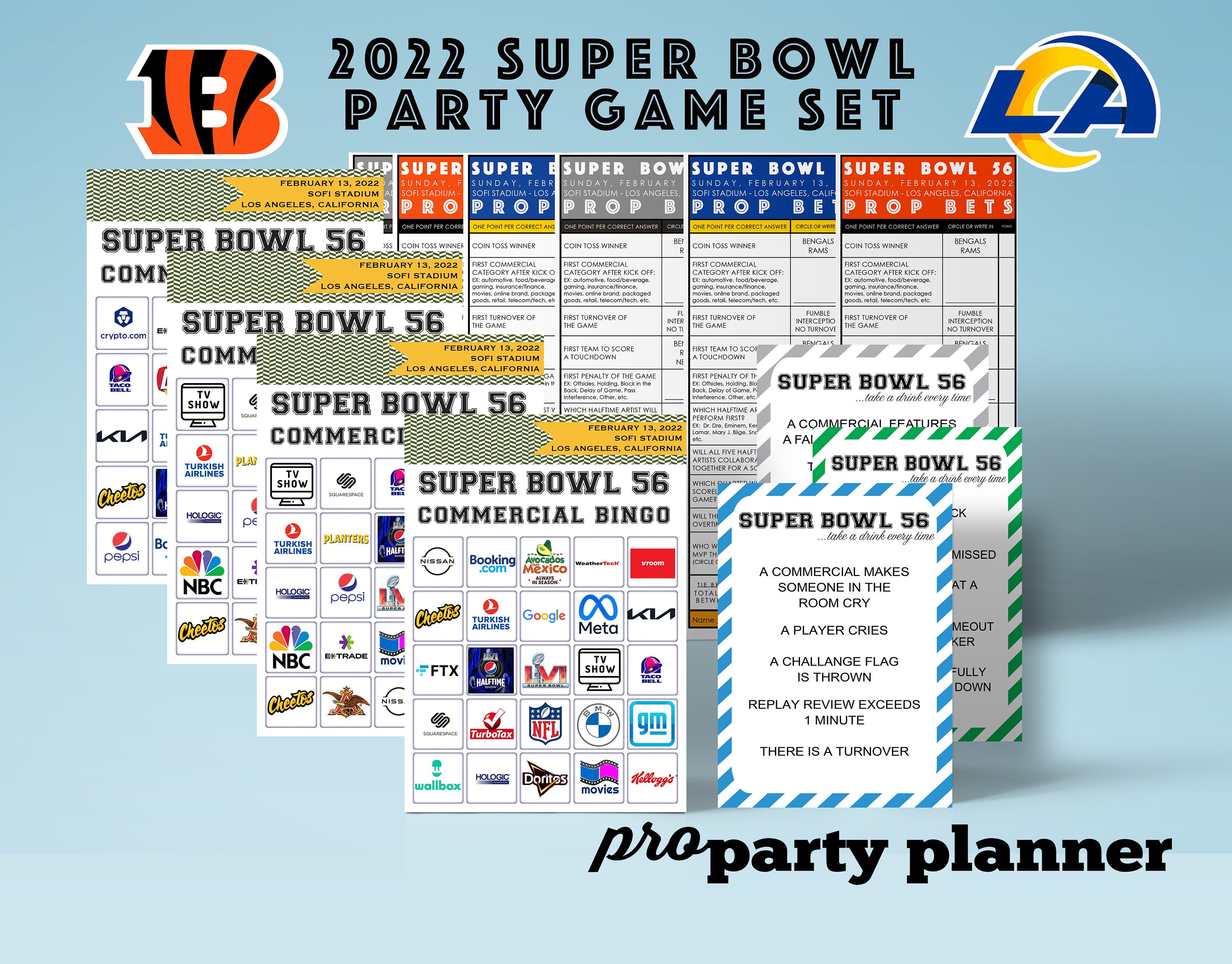 2022 Super Bowl 56 Prop Bet Pool Game // Bengals Rams Colors - Etsy Israel