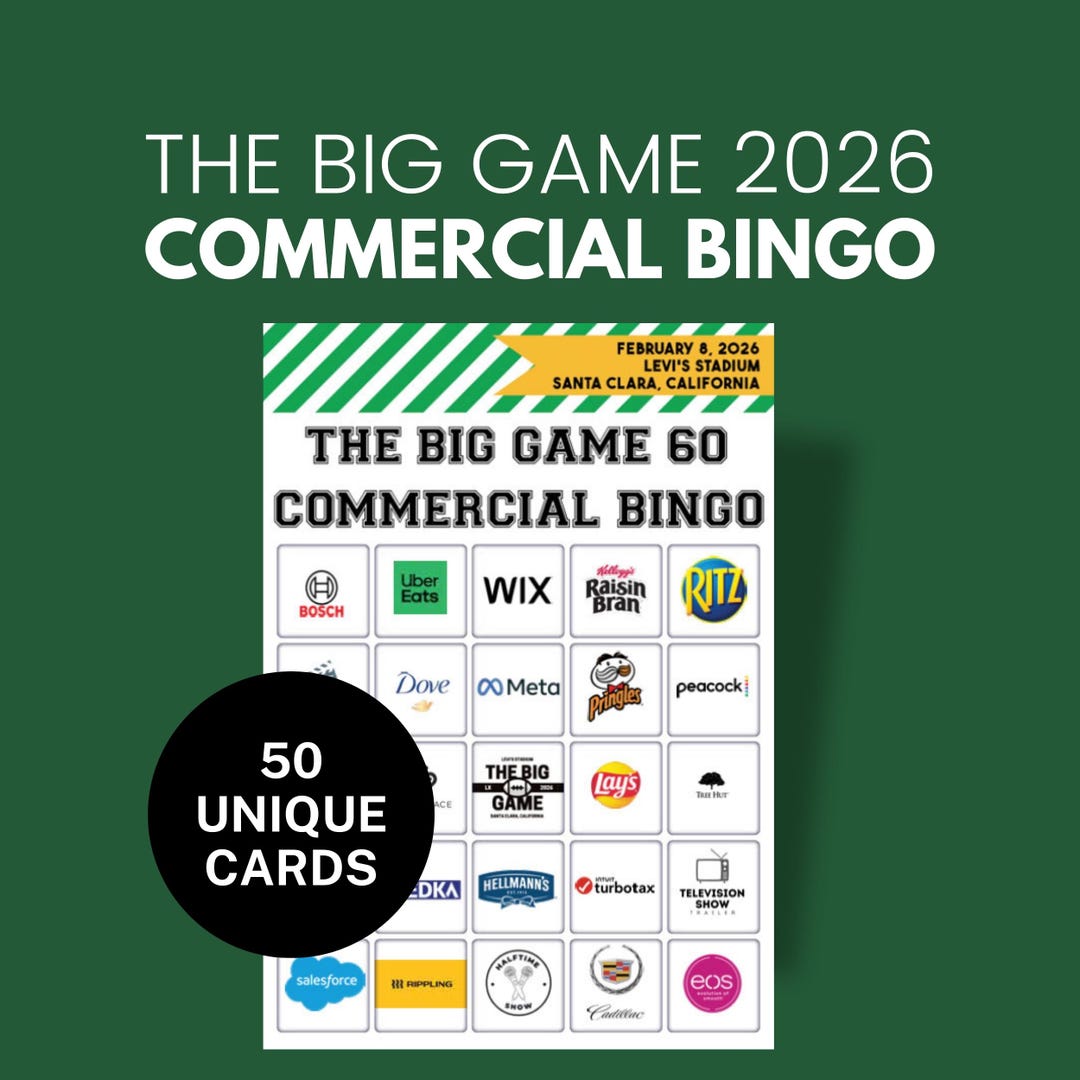 Commercial Bingo 2026 / 50 Printable Cards / the Big Game 60 - Etsy